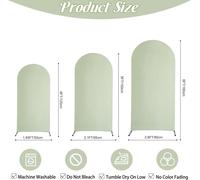 set de 3 housses d'arche de mariage en U avec arc en plein cintre - Housses de fond élastiques et renforcées (4ft, 5ft, 6ft) en vert matcha