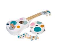 Set de 3 instruments de musique pour enfant avec guitare, tambourin et maracas à pois blanc TU