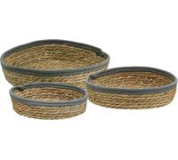 Set de 3 jardinières rondes décoratives en roseau pour la maison et le jardin