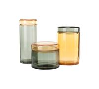 Set de 3 jarres en verre cognac Caps