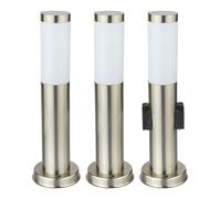 Set de 3 lampes debout Prises extérieures Acier inoxydable Lampes sur pied en set, ampoules LED incluses