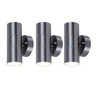 Set de 3 lampes d'extérieur UP DOWN mur acier inoxydable spots façades verre cour lampes