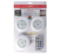 Set de 3 lampes LED avec télécommande, lampe d'appoint flexible avec lumière de différentes couleurs, y compris 3x piles AAA et 1x pile CR2025