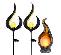 Set de 3 lampes solaires d'extérieur en bronze Lampe de jardin Flamme décorative avec boule Lampe solaire Décoration de jardin Lampes de balcon