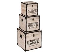 Set de 3 malles carrées ""Rétro Factory"" L24 30 36cm - Atmosphera createur d'interieur