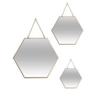 Atmosphera Miroirs Lot de 3 miroirs hexagonaux Métal Doré