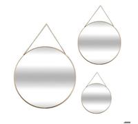 Atmosphera Miroirs ronds Leny, chaîne en métal doré, lot de 3