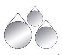 Atmosphera – Lot de 3 miroirs ronds en métal 29 cm Noir