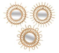 Set de 3 miroirs ""Soleil"" rotin D28cm - Atmosphera createur d'interieur