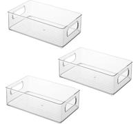 set de 3 - Organiseur de réfrigérateur Empilable, Boîte de rangement pour la cuisine, Récipient à provisions Transparent, Récipient pour réfrigérateur, cuisine ou armoire, Tiroir supplémentaire pour r
