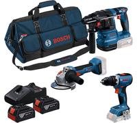 Set de 3 outils 18V (GSR 18V-65 + GWS 18V-8 + GBH 18V-22) + 2 batteries 4Ah + chargeur rapide + sac de transport - BOSCH - 0615A50094
