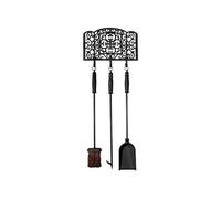 Set de 3 outils de cheminée à accrocher en fonte - Noir - H 90 x L 34 cm