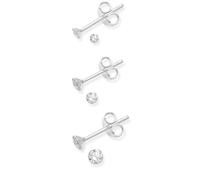 Set de 3 paires - Argent 925/1000 - Zircon - ronde boucles d'oreille Taille: 2 mm 3 mm 4 mm et 5768SET Coffret cadeau inclus