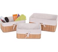 Boite de rangement Mendler 3x boîte de rangement HWC-C21, bambou nature