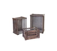 Set de 3 paniers en bois HWC-C56 brun shabby
