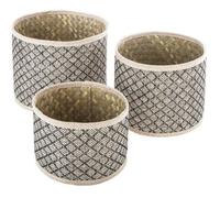 Set de 3 paniers ""Nomade"" roseau D20 22 24cm - Atmosphera createur d'interieur - Noir