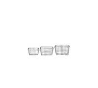 Set de 3 Paniers Rectangulaires Grillagés Métal Gris