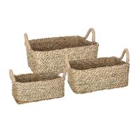 Set de 3 paniers rectangulaires roseau L29/37/43cm