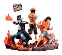 Set de 3 pièces Figurines Delicate One Piece Luffy Ace Sabo trois frères ensemble 17 cm avec Calendrier One Piece 2021 en français G