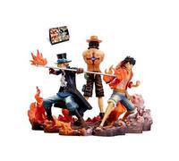 Set de 3 pièces Figurines Delicate One Piece Luffy Ace Sabo trois frères ensemble 17 cm avec Calendrier One Piece 2021 en français