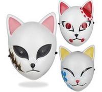 Set de 3 pièces Masques Cosplay Demon Slayer Tanjirou Sabito Makomo 24 cm blanc G