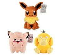 Set de 3 pièces Peluche Pokémon Evoli Clefairy Psyduck 20-25 cm