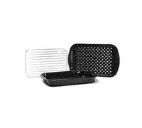 - Set de 3 pièces : Plat à four, plateau perforé et grille - Acier émaillé et inox