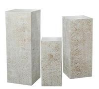 Set de 3 piédestaux rectangulaires et Base carrée en métal Blanc et doré 110 x 41 x 41 cm
