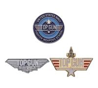 Set de 3 Pins TOP GUN - Pop Culture Annees 80 - Film Vintage - BRoche Epinglette Accessoire pour Vetement Sac Chaussure