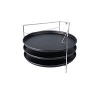 Zenker 7515 Set de cuisson pizza, 3 plaques à pizza et 1 grille four, plaque pizza, plaque de cuisson pour pizza, plat pizza four, moule pizza, Acier, Noir, 29 x 1,5 cm