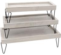 set de 3 plateaux de décoration avec pieds en métal Plateau de service Plateau en bois Décoration