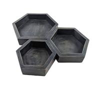 Set de 3 plateaux de présentation pour bijoux Présentoirs hexagonaux gigognes en bois finition ""noir vintage"" Noir