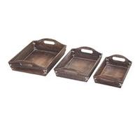 Set de 3 plateaux de service HWC-C50 brun shabby