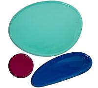Set de 3 Plateaux en métal émaillé Vert, Bleu et Rose foncé 27 x 33 x 1 cm