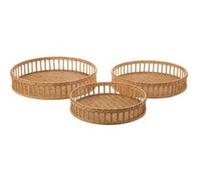 Set de 3 plateaux rond bambou naturel - J-line - Marron - Bambou Marron G