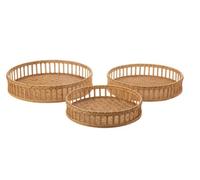 Set de 3 plateaux rond bambou naturel - - Marron - Bambou