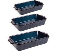 Set de 3 plats à four vague bleu 25, 30 et 36 cm - Table Passion - Bleu - Grès Bleu G