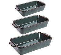 Set de 3 plats à four vague vert 25, 30 et 36 cm - Table Passion - Vert - Grès Vert G
