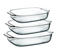 Set de 3 Plats à Lasagne - 1.8L+2.5L+3.1L - Plats à Four, Plats de Cuisson Rectangulaires en Verre