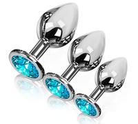 Set de 3 Plugs Anaux en Métal avec Base Bijou pour Débutants, Entraînement Anal, Hommes Femmes Couples, Argent (silver,3)