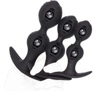 Set de 3 plugs anaux en silicone avec poignée en T - Butt plug avec perles rotatives, stoppeur anal texturé pour sensations variées, accessoires anaux pour femmes et hommes, tailles progressives