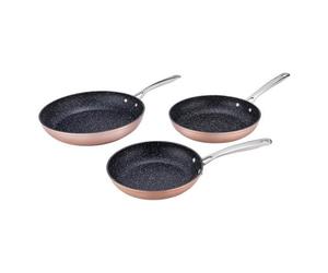 Set de 3 Poêles 20/24/28 cm en Aluminium Forgé | Aluminium forgé, Revêtement Greblon® céramique CK, Sans PFOA/PFAS, 3 tailles 20/24/28 cm, Induction, Poignées inox