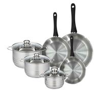 Set de 3 poêles 20, 24 et 28 cm en inox et 3 faitouts inox 16, 20 et 24 cm Fackelmann Geneva