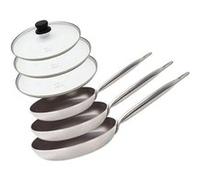Set de 3 Poêles 24, 28 et 32 cm céramique sans PFAS et 3 couvercles Elo Bistro Line Transparent,Noir,Gris