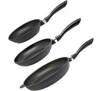 Set de 3 poêles à frire 24 cm 28 cm et 32 cm en fonte d'aluminium Elo Alucast ref 9999550 Noir