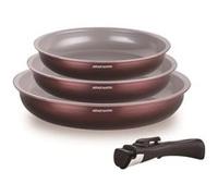 Set De 3 Poeles - Arthur Martin - Am8866 - Tous Feux Dont Induction - 20/24/28 Cm + 1 Poignée - Aluminium - Revetement Céramique Aubergine G