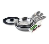 3 poêles 20 24 cm et 28 cm inox 18/10 Triply et couvercle Fackelmann Vita3