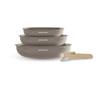 Set de 3 poêles - Tous feux dont induction - ARTHUR MARTIN - AM4587 - Céramique - Ø 20-24-28 cm + poignée amovible - Taupe