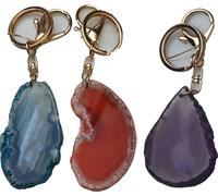 Set de 3 porte-clés en cristal d'agate NATUREL de votre choix, adaptés aux signes du zodiaque, aux couleurs, aux chakras, à l'énergie de guérison