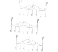 set de 3 porte-manteaux en métal pour montage au-dessus de la porte | patère avec 7 crochets - 42,5cm couleur : blanc | crochet de vestiaire barre de porte | porte-manteau | barre de suspension de por
